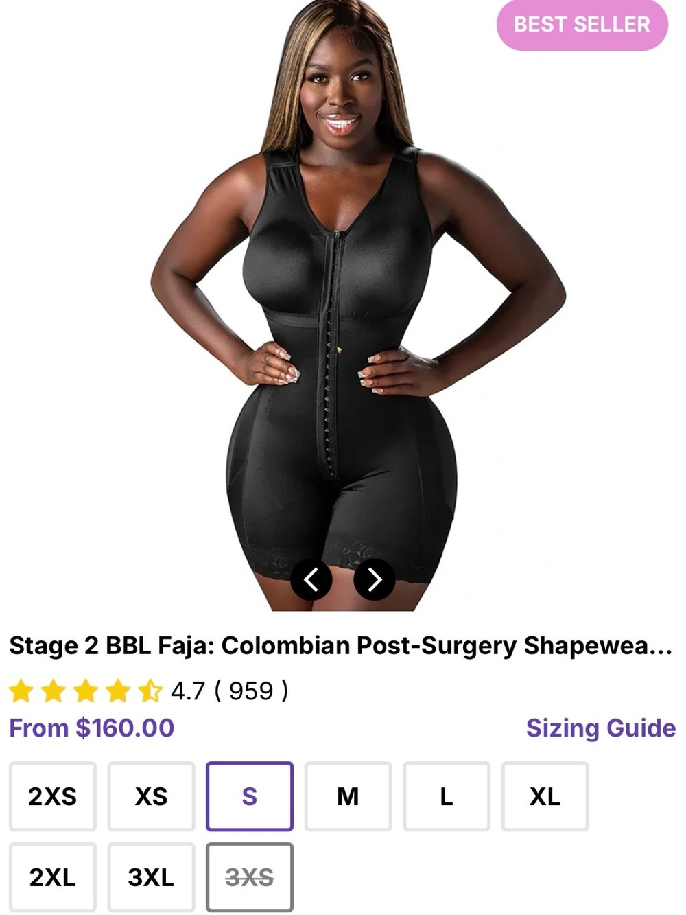 Snatched body Stage 2 BBL Faja Colombian Post-Surgery Shapewear - Black